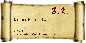 Balan Klotild névjegykártya